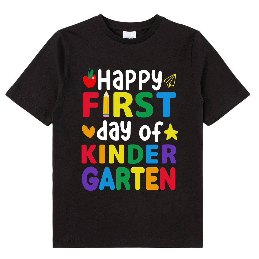 Personalized  Happy First Day Of Kindergarten Kids T-Shirt