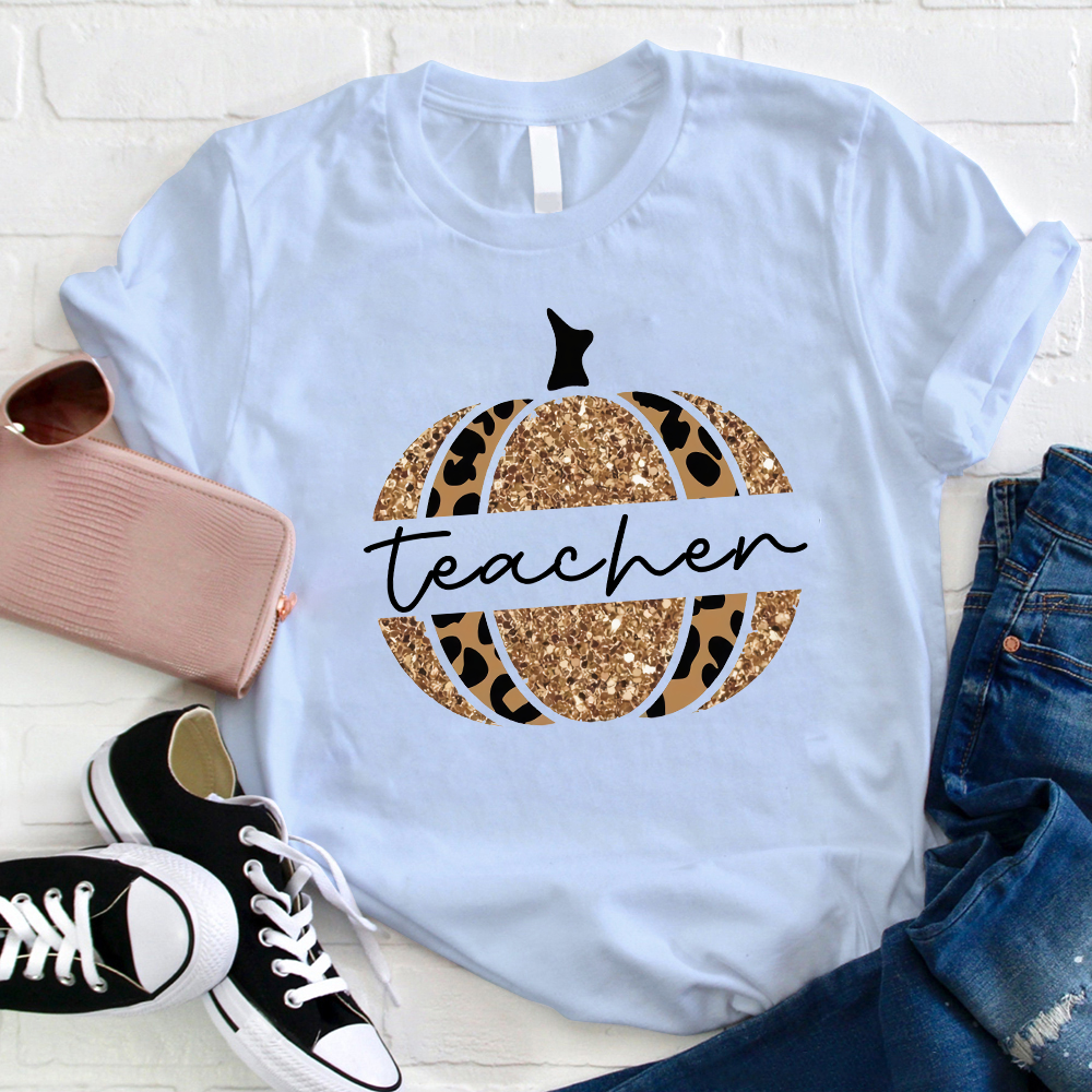 Shining Gold Pumpkin Teacher T-Shirt