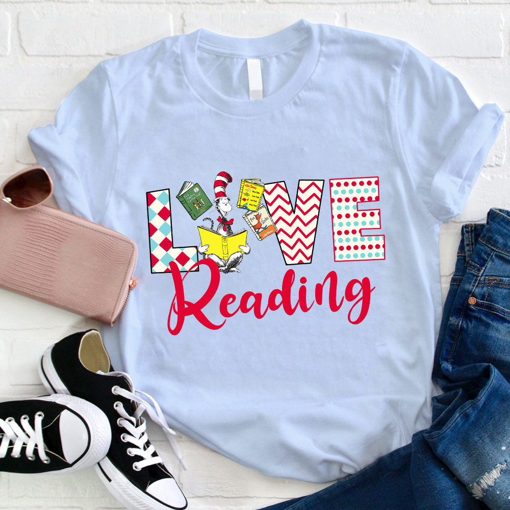 Love Reading Cat Reading Books T-Shirt