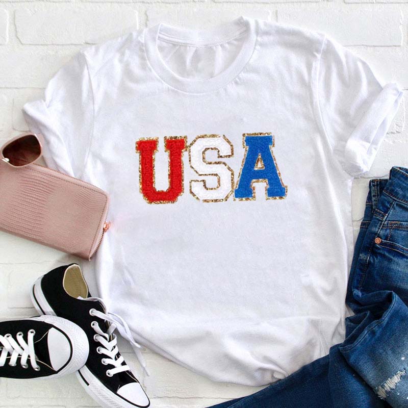 Glitter USA Teacher T-Shirt