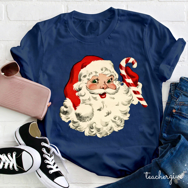 Retro Style Santa Claus Teacher T-Shirt