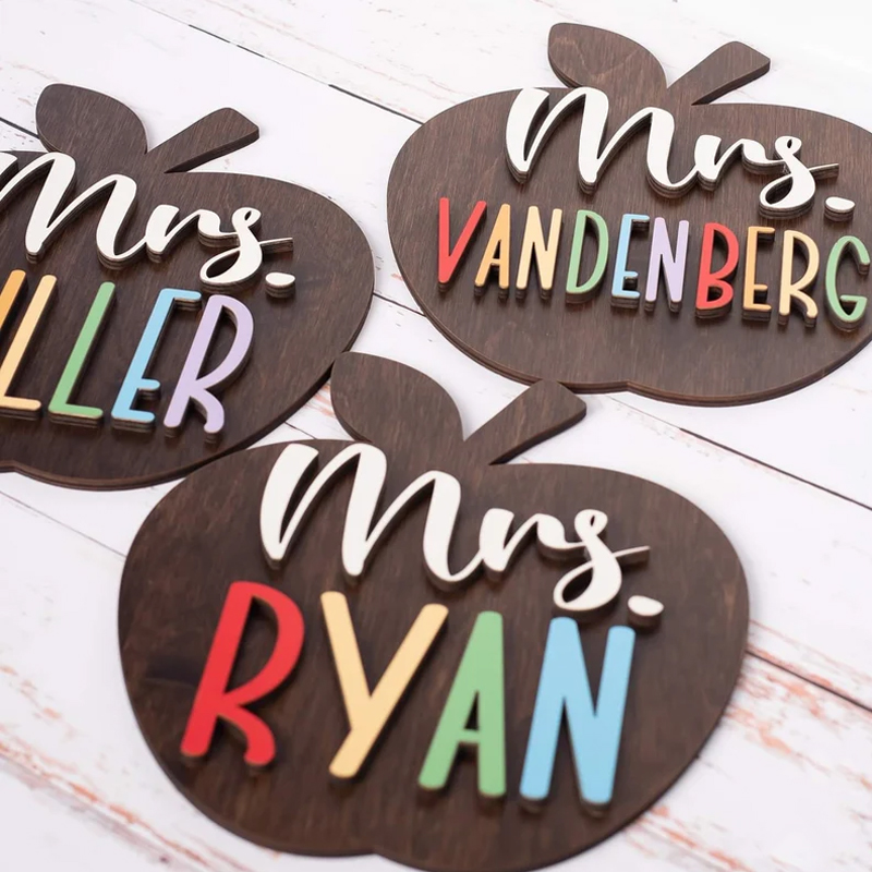 Personalized Teacher Apple Classroom Door Sign