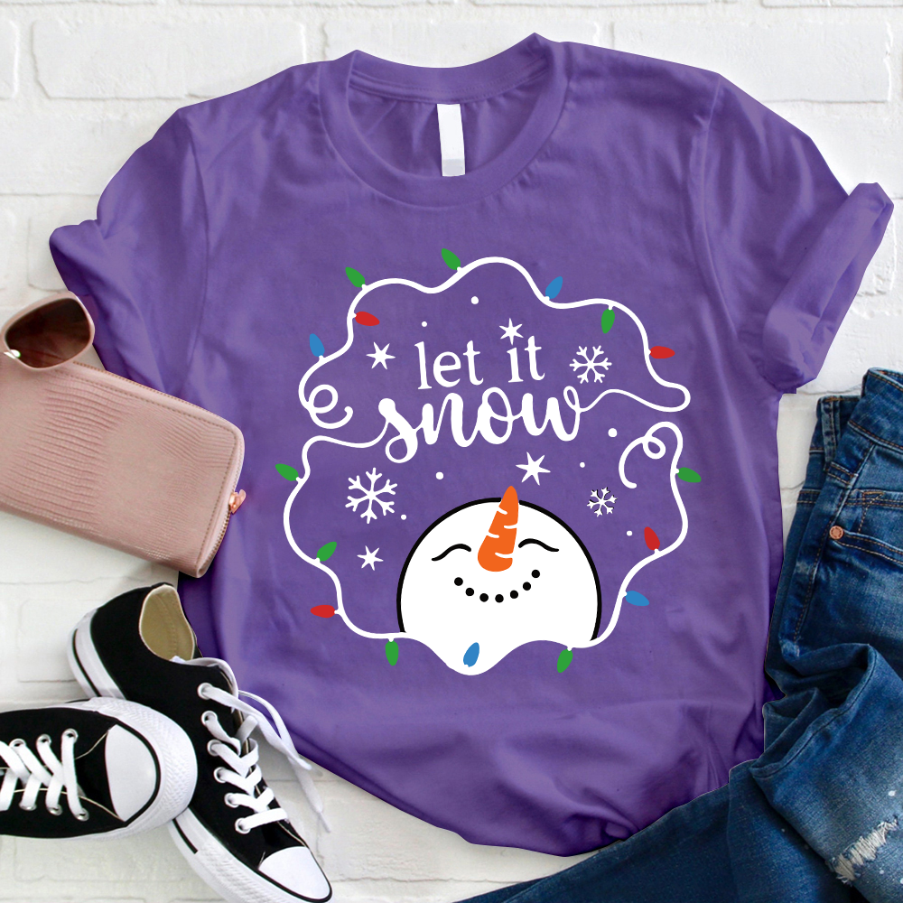 Let It Snow Snowman Teacher T-Shirt