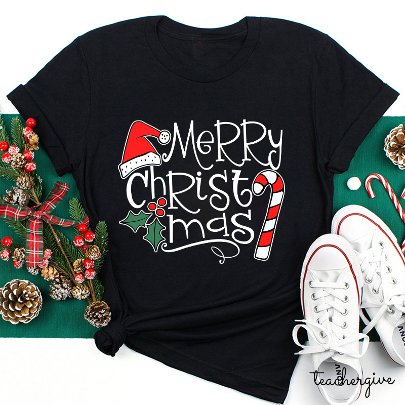 Merry Christmas Candy Canes Teacher T-Shirt