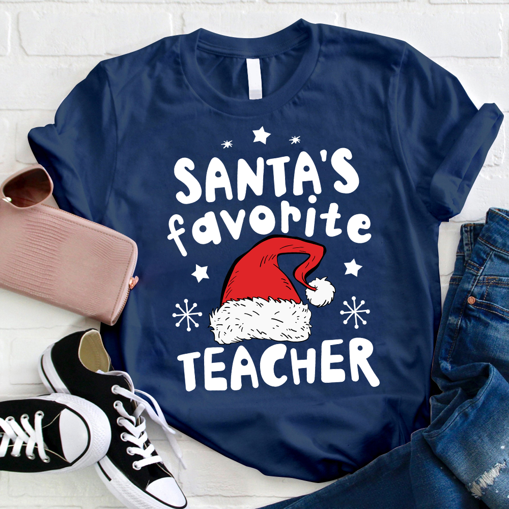 Santa's Favorite Teacher Christmas Teacher T-Shirt