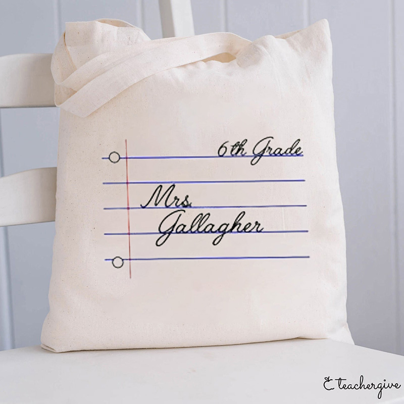 Personalized Grade Teacher Name Teacher Tote Bag