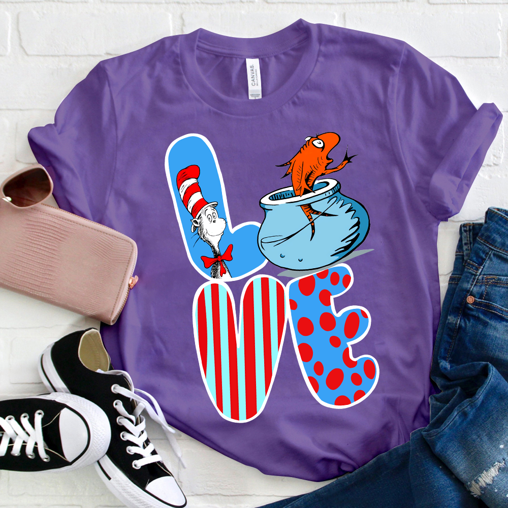 Love Fish And Cat T-Shirt