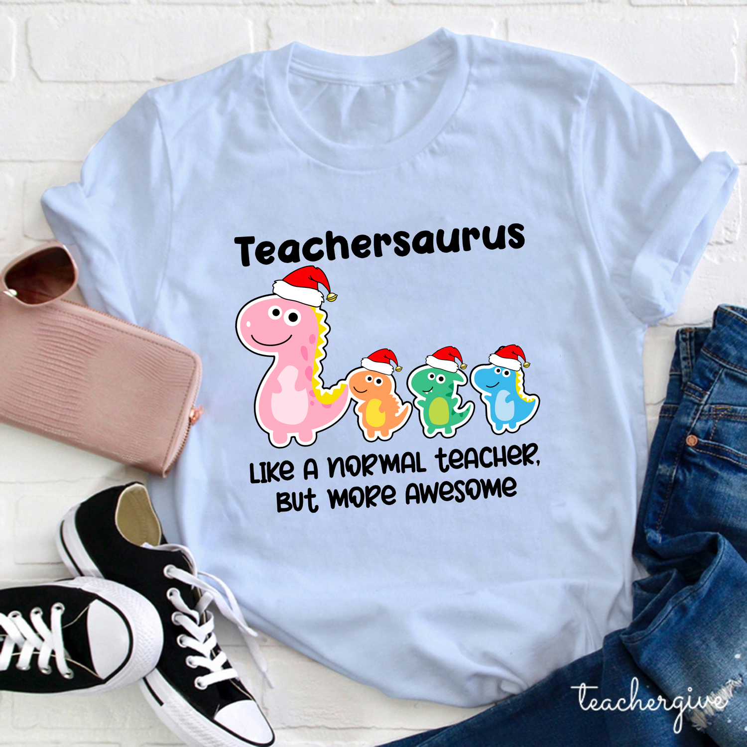 Christmas Teachersaurus Teacher T-Shirt