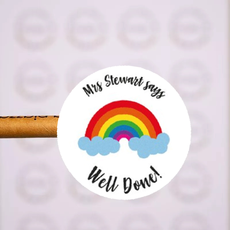 Personalized 175 PCS Teacher Says Well Done Rainbow Stickers