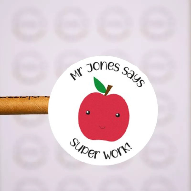 Personalized 175 PCS Teacher Says  Super Work Apple Stickers