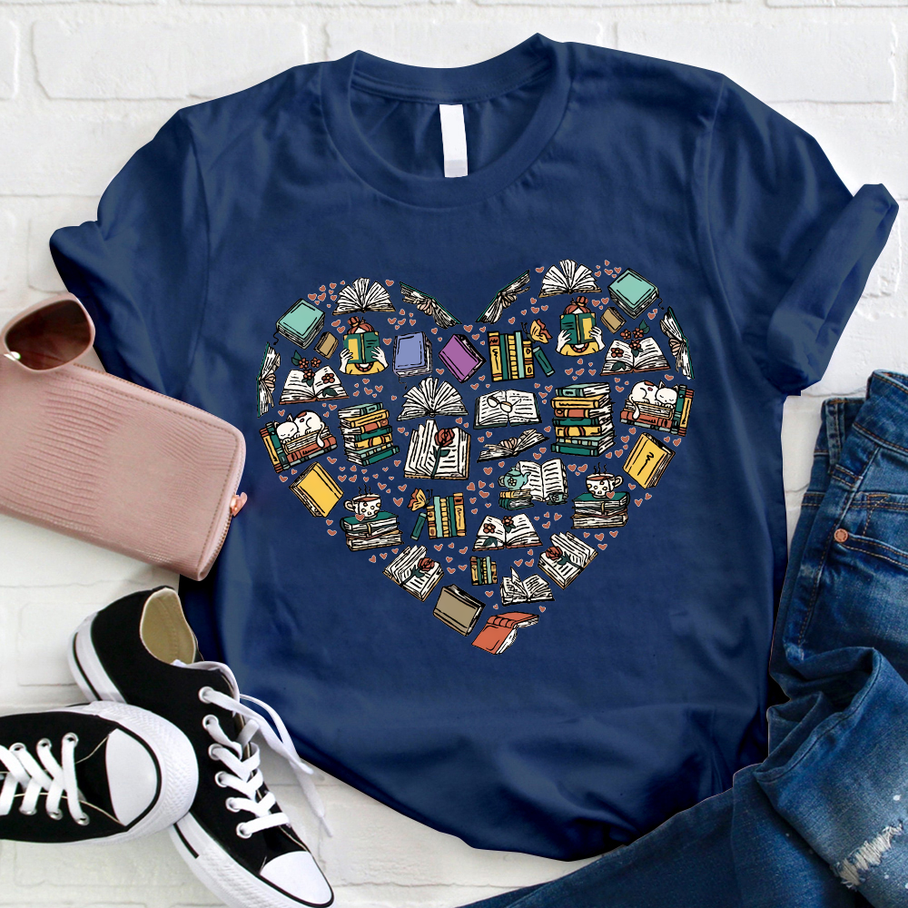 Book Heart World Of Books Teacher T-Shirt