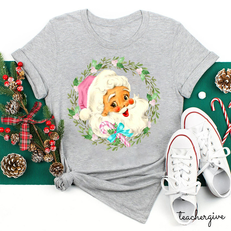 Christmas Wreach Santa Teacher T-Shirt