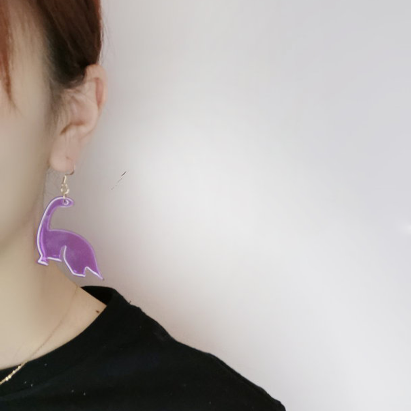 Light Purple Big Dinosaur  Acrylic Earrings