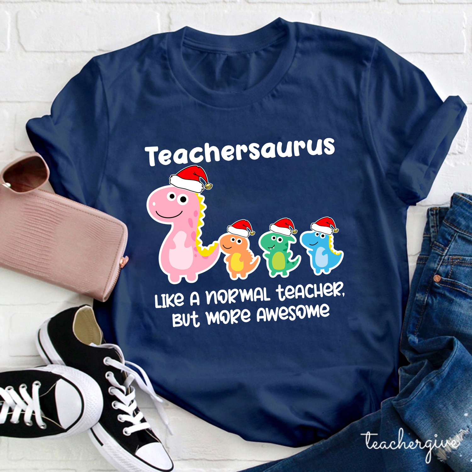 Christmas Teachersaurus Teacher T-Shirt