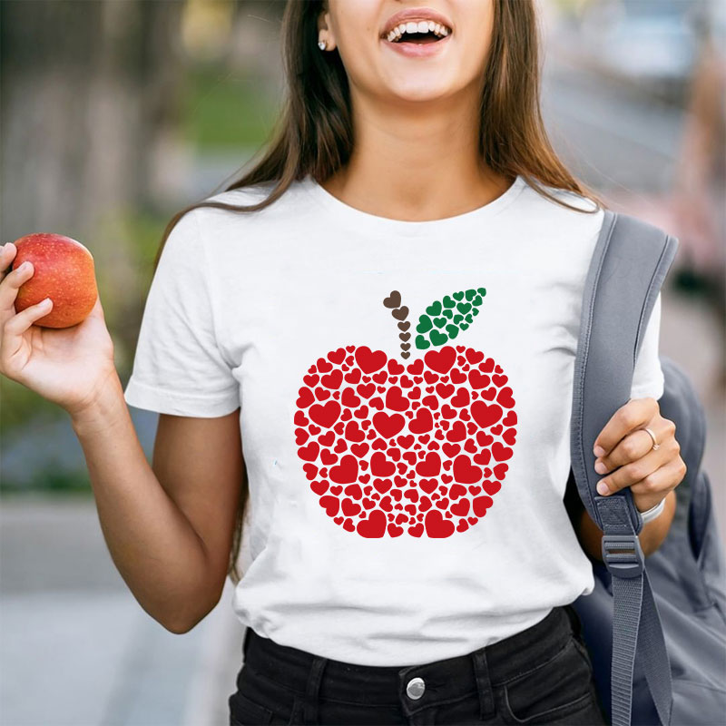 An Apple Made Of Love Heart Teacher T-Shirt