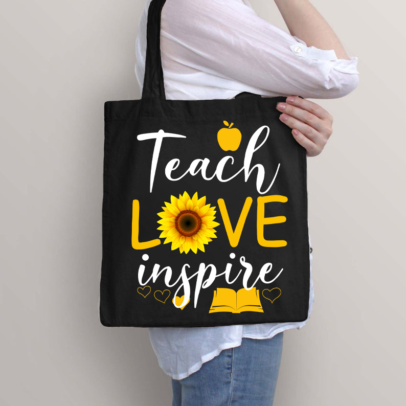 Teach Love Inspire Flower Teacher Tote Bag