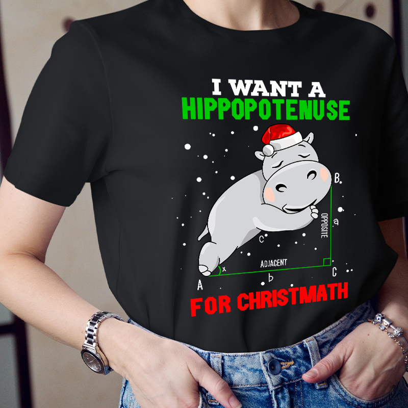 I Want A Hippopotenuse For Christmath T-Shirt