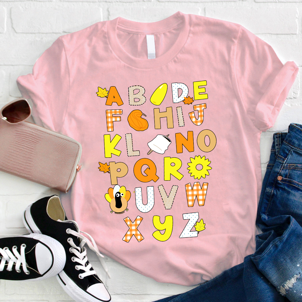 Autumn Element  Alphabet Teacher T-Shirt