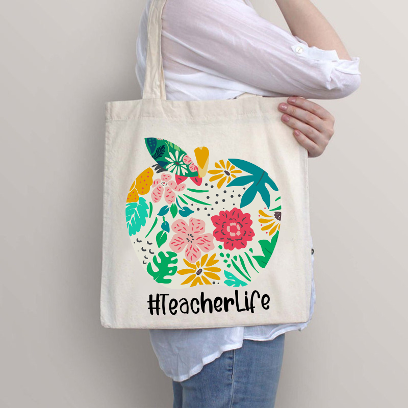 Teacherlife Apple Flower Tote Bag
