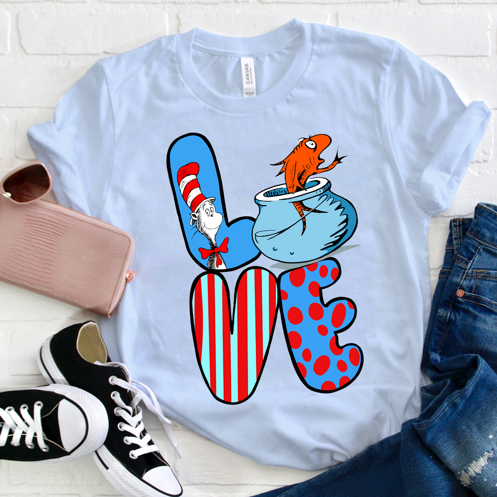 Love Fish And Cat T-Shirt