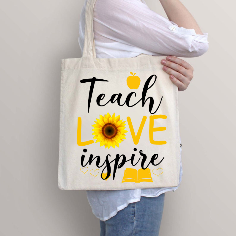 Teach Love Inspire Flower Teacher Tote Bag