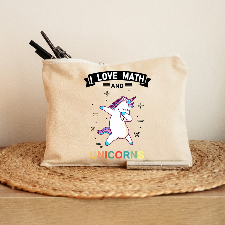 I Love Math And Unicorns Makeup Bag