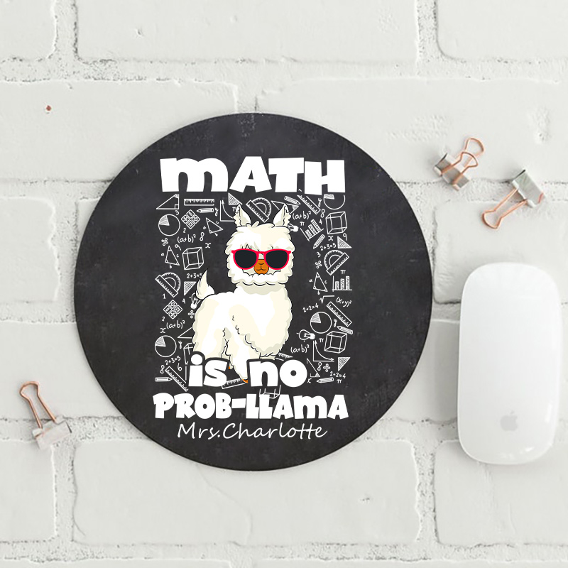 Personalized Math Is No Prob-Llama Round Mouse Pad