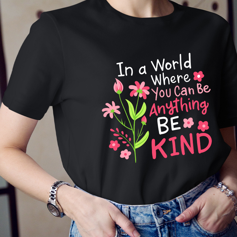 Be Kind Pink Flower Teacher T-Shirt