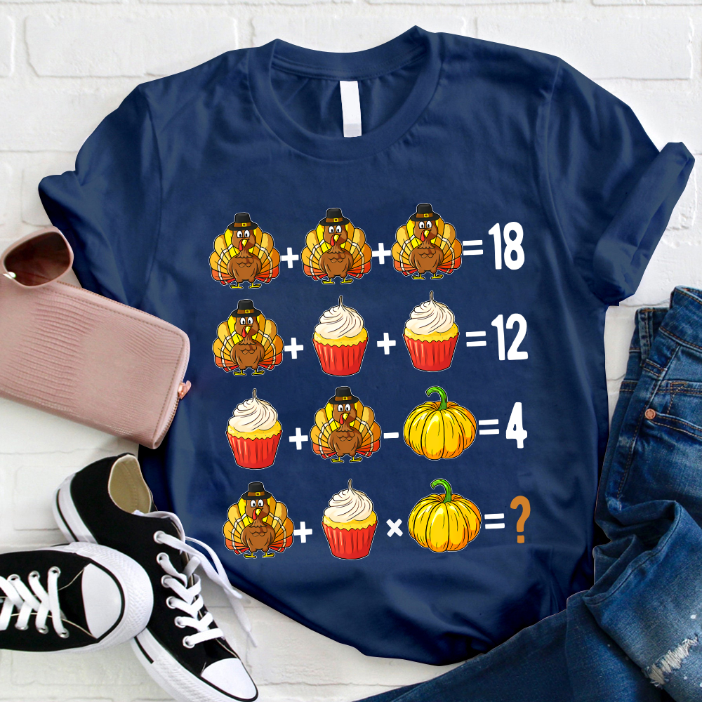 Thanksgiving Vibes Math Calculations Teacher T-Shirt
