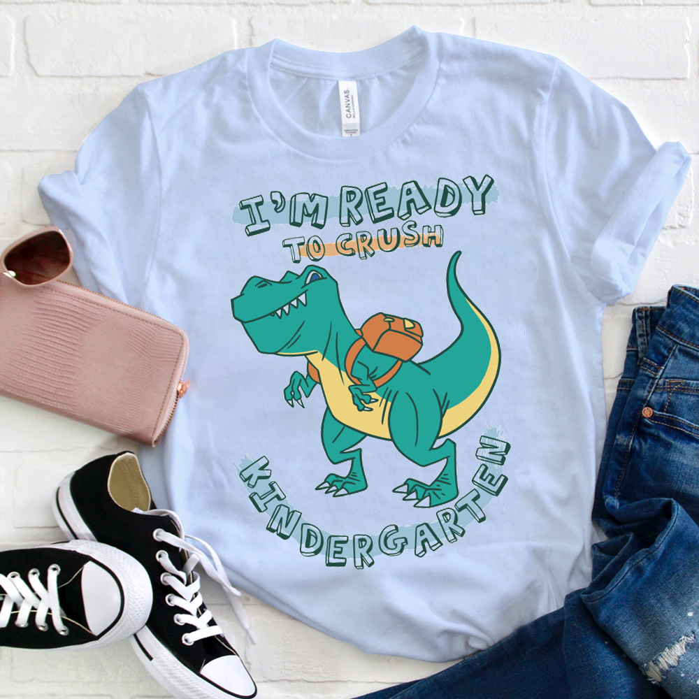 Personalized I'm Ready To Crush Kindergarten Green Dinosaurs  T-Shirt