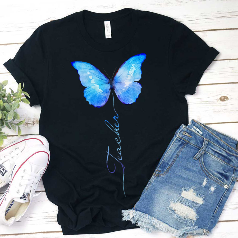 Gorgeous Blue Butterfly  Teacher T-Shirt