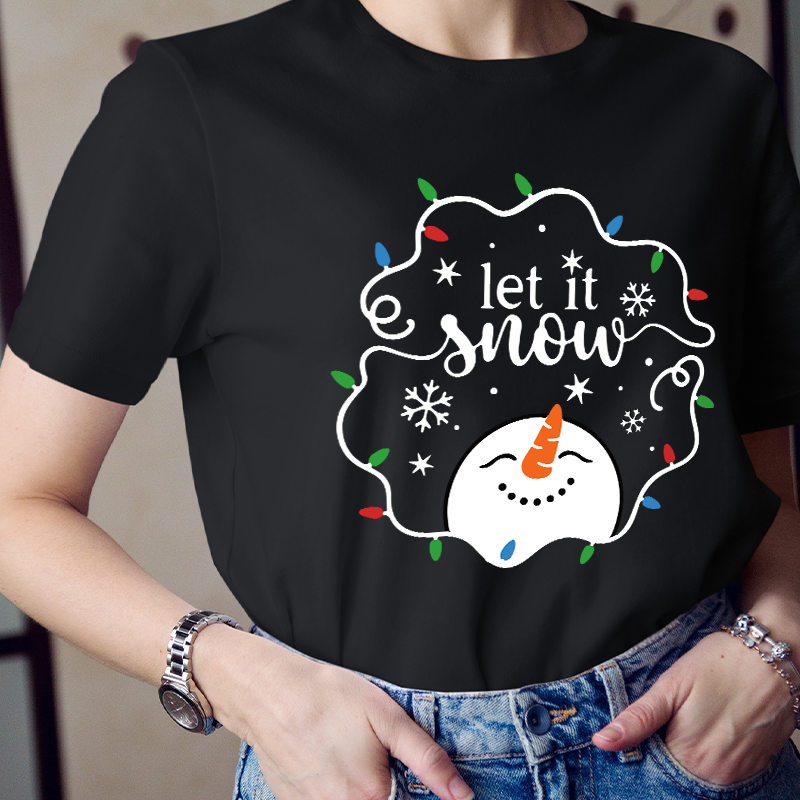 Let It Snow Snowman Teacher T-Shirt