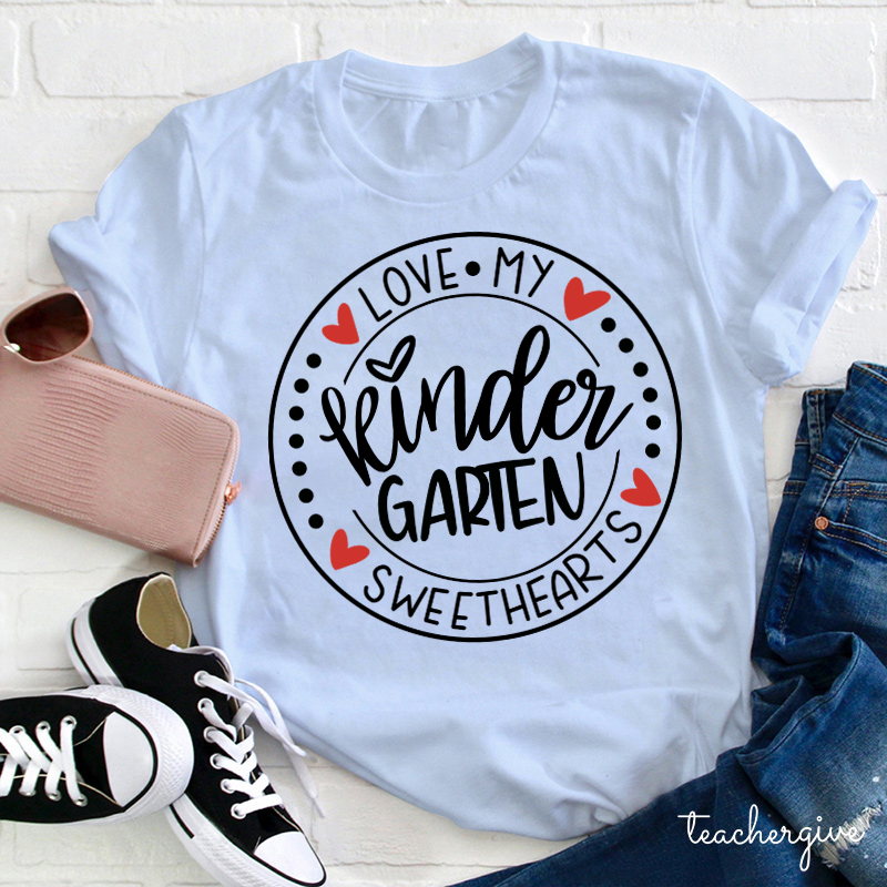 Personalized Grade Love My Kinderagrten Sweethearts Teacher T-Shirt