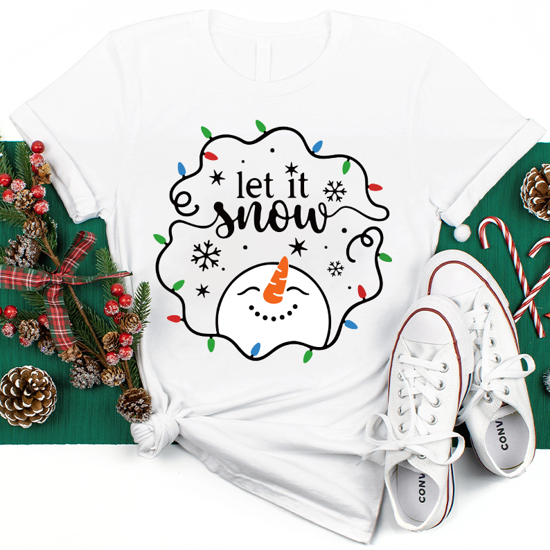 Let It Snow Snowman Teacher T-Shirt