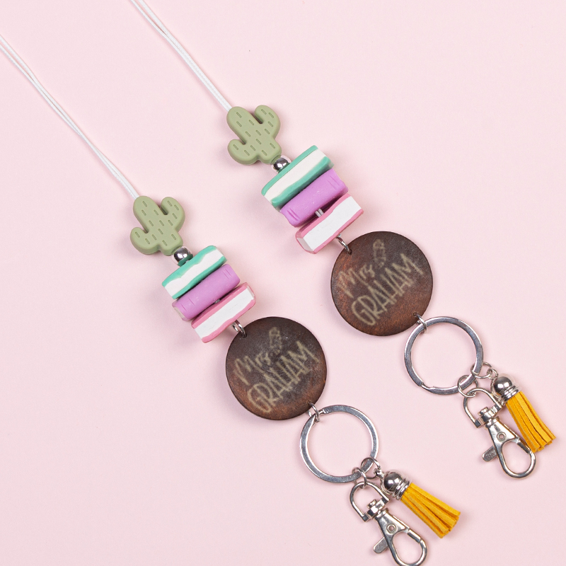 Personalized Cactus And Books Lanyard