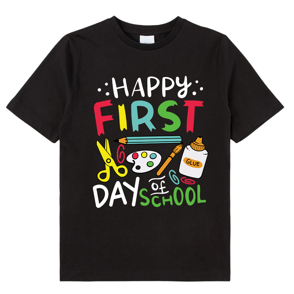 Happy First Day Of School Pigment Kids T-Shirt
