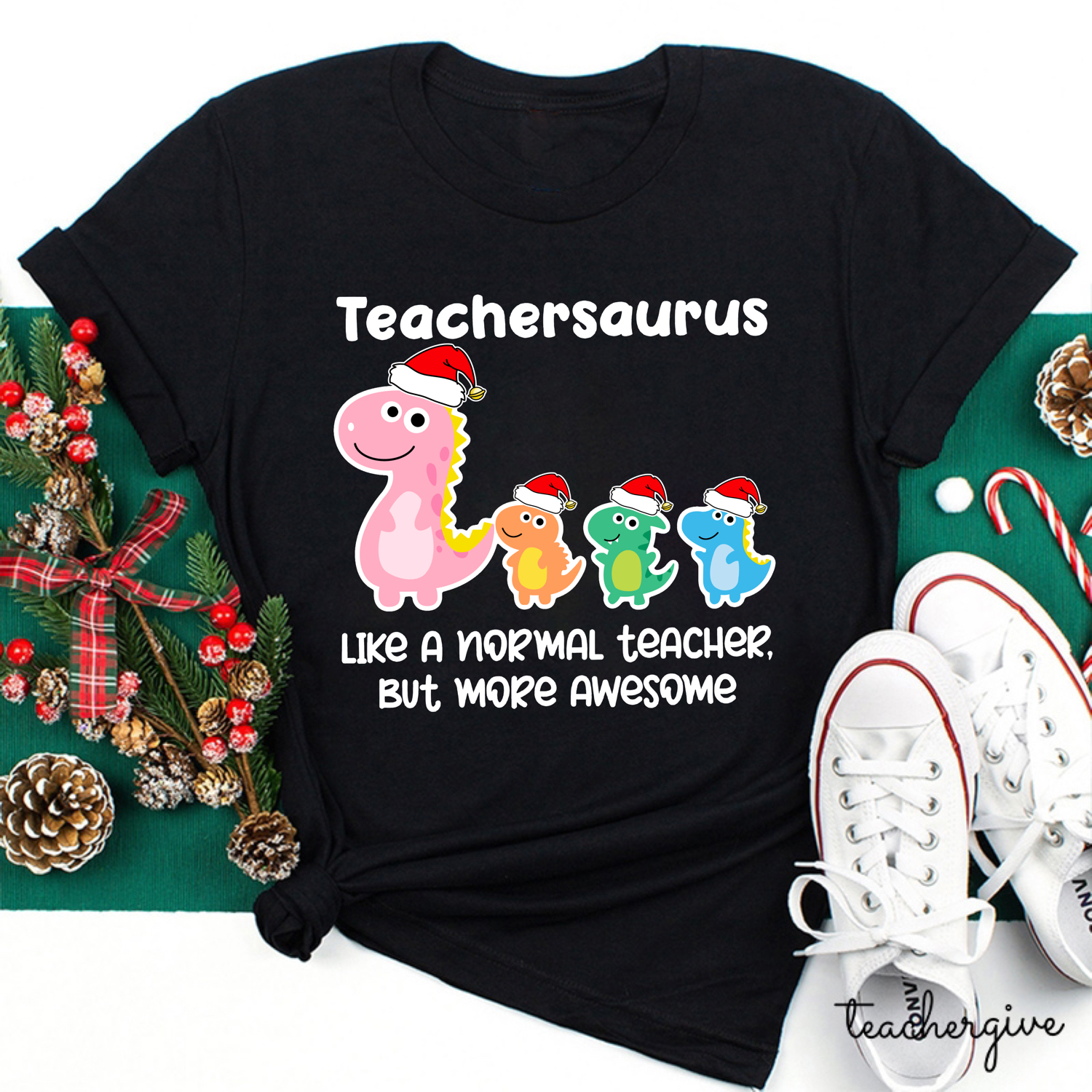 Christmas Teachersaurus Teacher T-Shirt