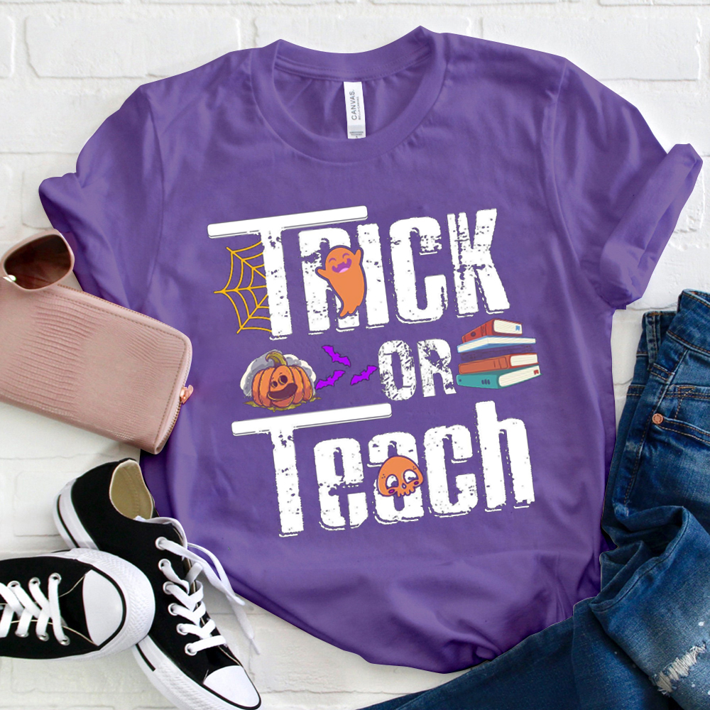 Trick Or Teach Funny Pumkin Ghost  T-Shirt