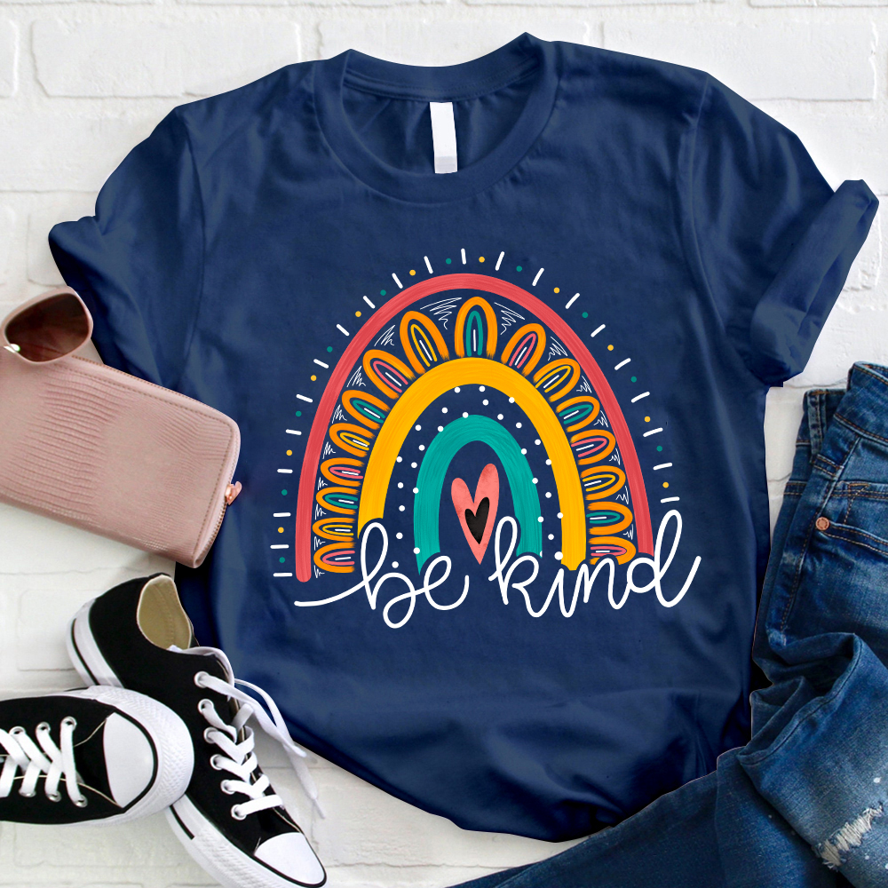 Be Kind Sunflower Rainbow Teacher T-Shirt