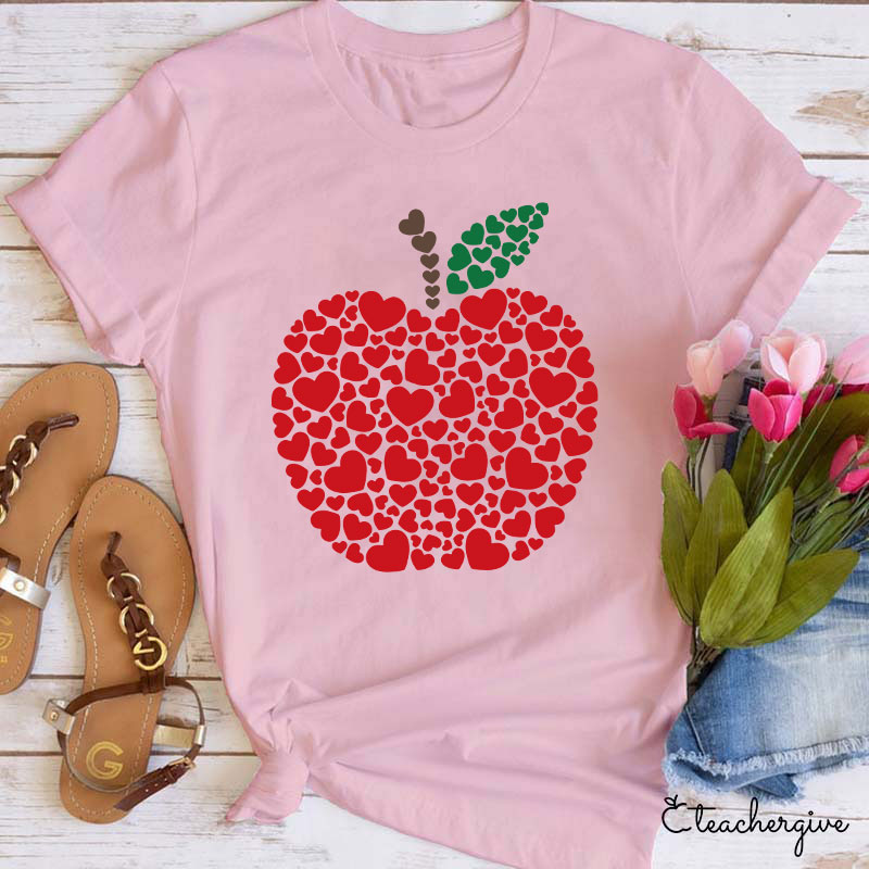 An Apple Made Of Love Heart Teacher T-Shirt
