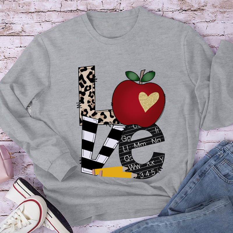 LOVE Shining Apple Different Patterns Long Sleeve T-Shirt