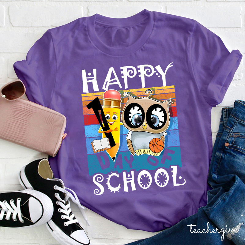 Happy First Day Of School Pencil Owl T-Shirt