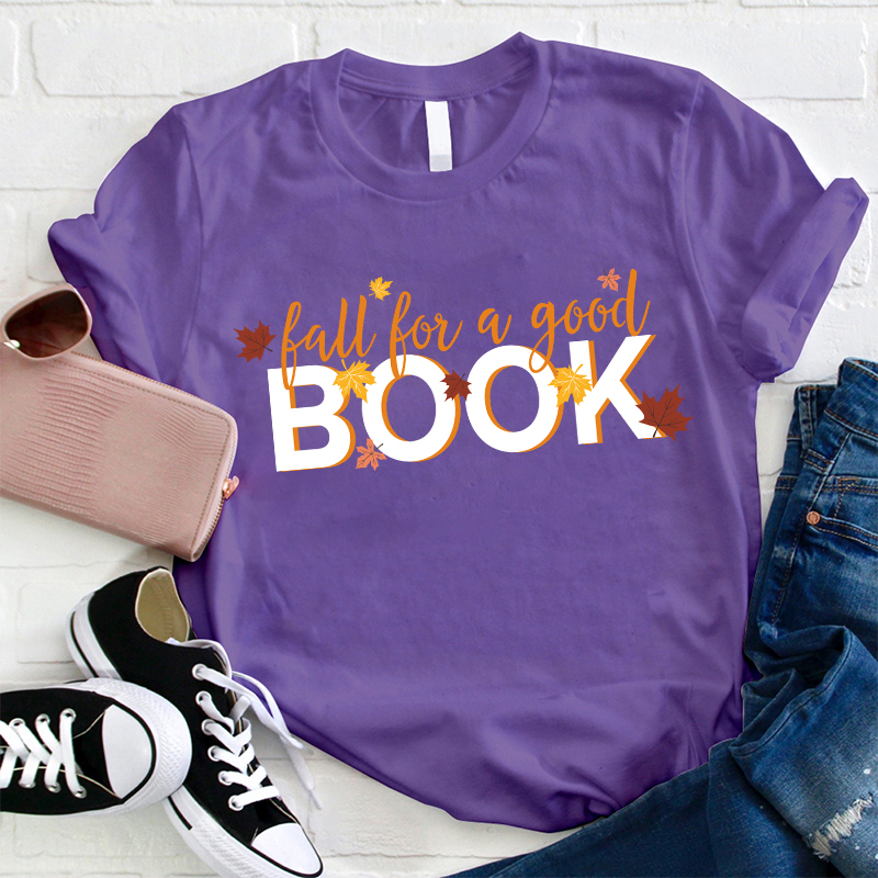 Fall For A Book Maple Leaves Teacher T-Shirt