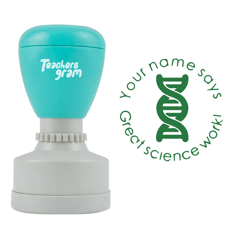Personalized Teacher Says Great Science Work Stamp