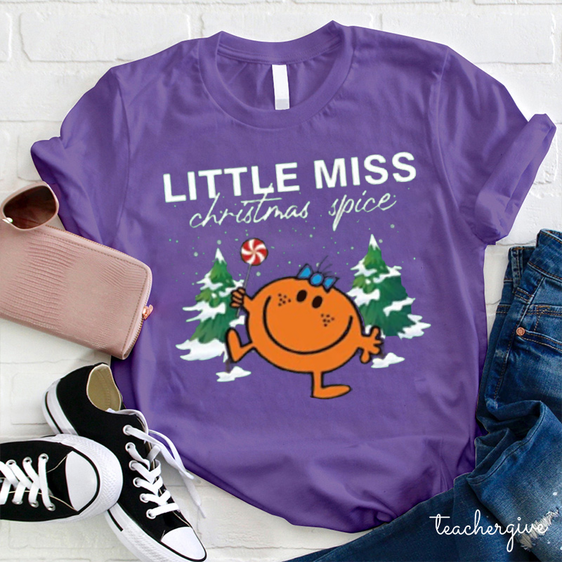 Little Miss Christmas Spice Teacher T-Shirt