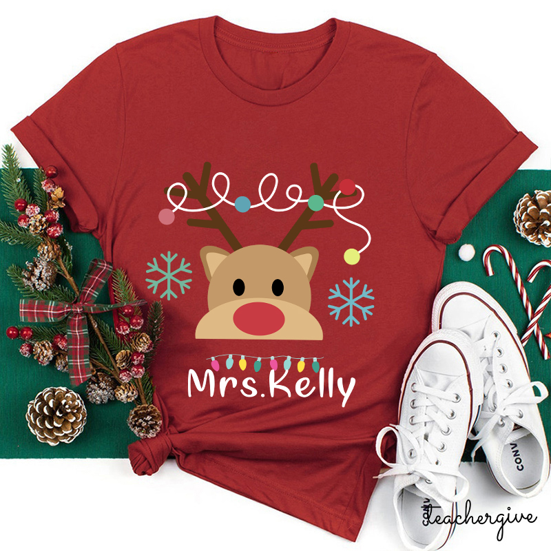 Personalized Merry Christmas Teacher T-Shirt