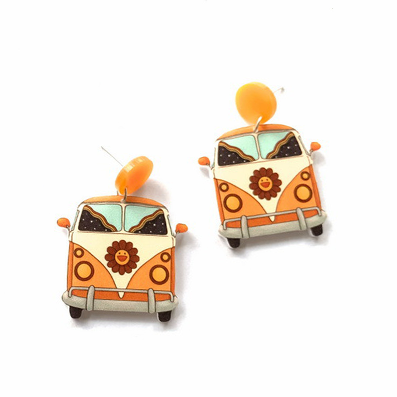 Cute Little Bus Acrylic Earrings