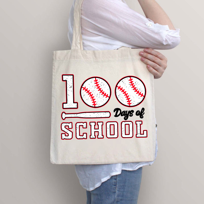 100 Days Of School Baseball Tote Bag