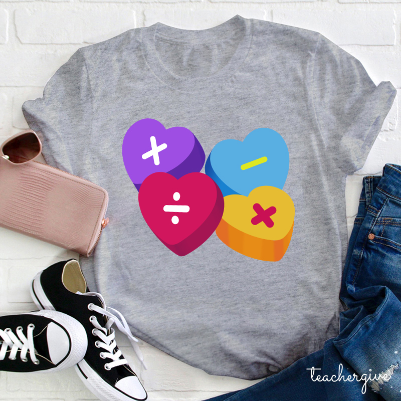 Heart Of Math Teacher T-Shirt
