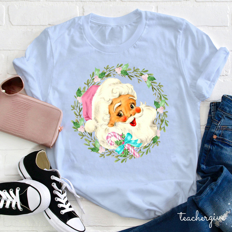 Christmas Wreach Santa Teacher T-Shirt
